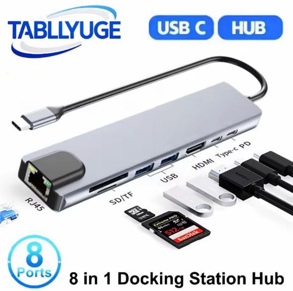 8in1 USB C HUB TYPE C Docking Station